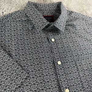 UNTUCKit Shirt Mens Medium Navy Tavira Citrus Print Short Sleeve Casual Button